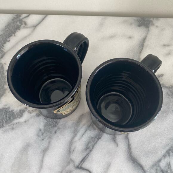 Deneen Pottery Handthrown Black Mugs Beaver Mountain Hancock NY Set of 2 - Picture 2 of 8